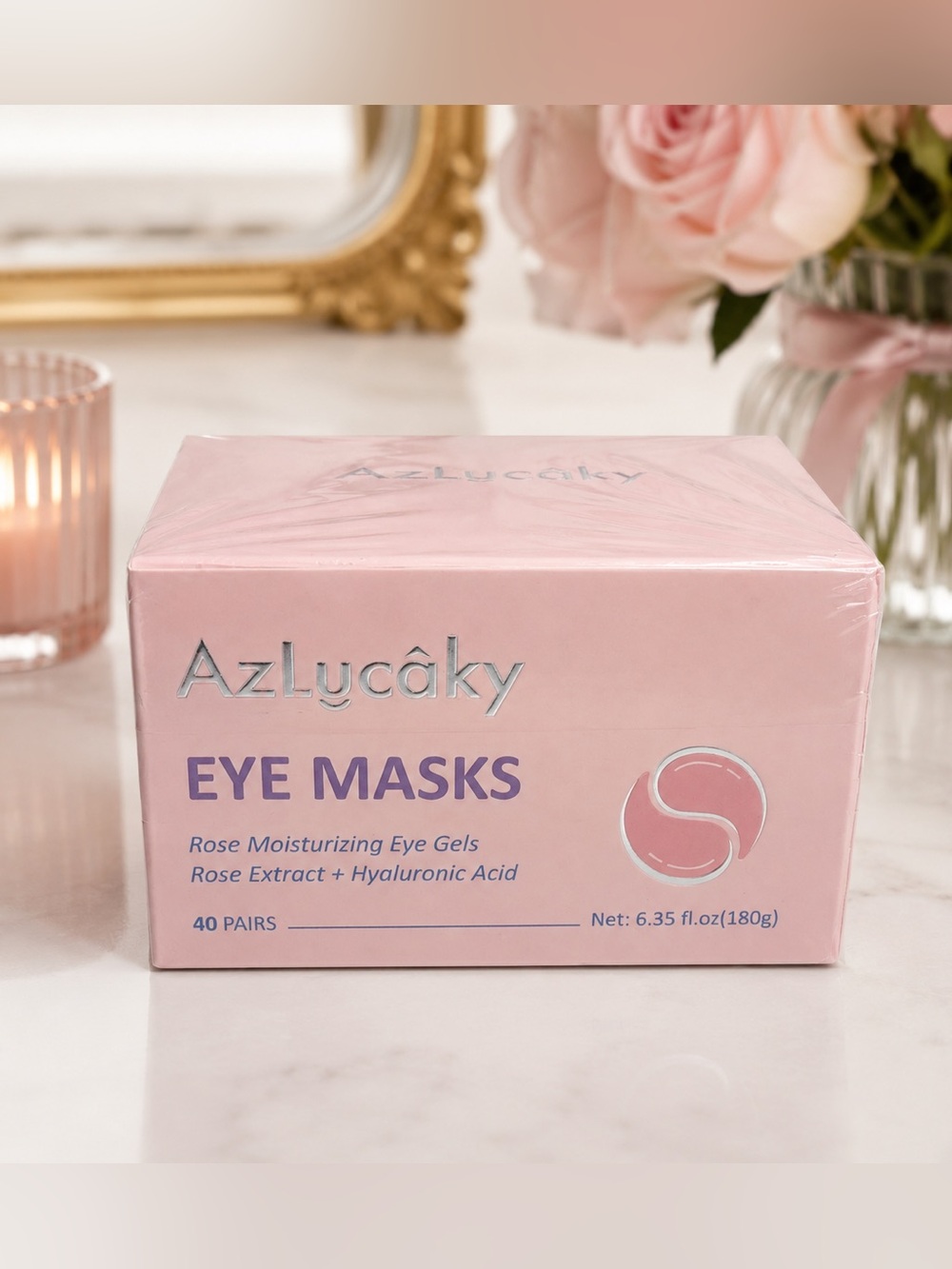 New/Sealed Rose Moisturizing Eye Masks 40 Pairs- Hyaluronic Acid Eye Gels